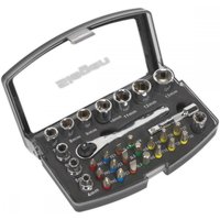 Siegen S01036 30 Piece 1/4" Drive Socket and Colour Coded Bit Set