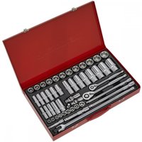 Sealey AK6942 Socket Set 50Pc 3/8" & 1/2"sq Drive 6Pt Walldrive - Metric, Multi