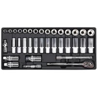 Sealey 35 Piece 3/8" Drive Slim Ratchet Socket Set Metric in Module Tray
