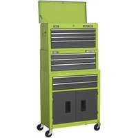 Sealey AP2200BBHVSTACK Topchest Mid-Box & Rollcab 9 Drawer Stack - Green