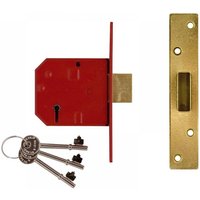 Union Y2134E-PL-2.50 2134E 5 Lever Bs Mortice Deadlock Satin Brass Finish 67Mm 2.5In Visi