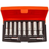 Bahco 10 Piece 1/4" Drive Deep Socket Set Metric