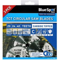 Bluespot 3 Piece Circular Saw Blade Set 190mm