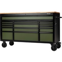 Bunker® 15 Drawer Workbench Roller Tool Cabinet 61in Green 27333