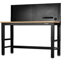 Bunker Hardwood Worktop Workbench and Power Pegboard