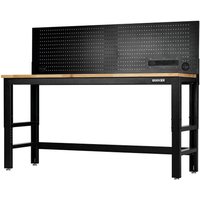 Bunker Hardwood Worktop Workbench and Power Pegboard