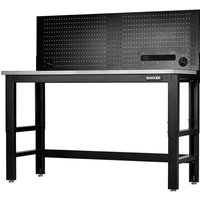 Bunker Stainless Steel Worktop Workbench and Power Pegboard