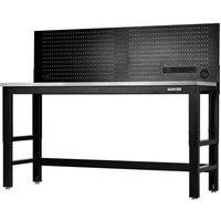 Bunker Stainless Steel Worktop Workbench and Power Pegboard