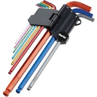 Clarke 1700750 Pro344 9 Piece Colour Coded Extra-Long Ball End Metric Hex Key Set