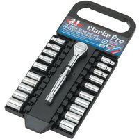 Clarke 1700756 Pro350 1/4in Drive 21 Piece Af/Metric 6Pt Socket Set