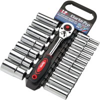 Clarke 1700796 Pro390 19 Piece Deep Drive 6 Point Metric Socket Set