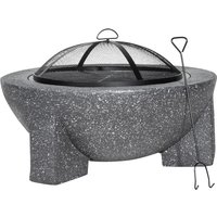 Dellonda Round Mgo Fire Pit With Bbq Grill & Safety Mesh Screen 75Cm - Dark Grey