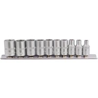 Draper 10 Piece 1/4" Drive Hex Socket Set Metric on Rail