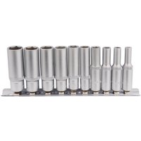 Draper 10 Piece 1/4" Drive Deep Hex Socket Set Metric on Rail