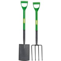Draper 16566 Carbon Steel Garden Fork And Spade Set Green per set
