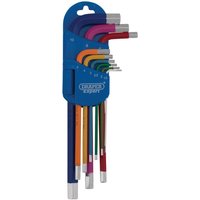 Draper Expert 9 Piece Long Arm Hex Key Set Colour Coded
