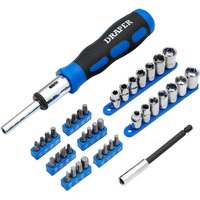 Draper Ratchet Screwdriver Socket And Bit Set 1/4in Sq. Dr. (40 Piece) Pk 1 21010
