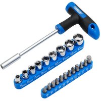 Draper T-Handle Screwdriver Socket And Bit Set 1/4in Sq. Dr. (22 Piece) Pk 1 21011