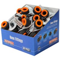 Faithfull YM5812E Plastic Tap Hose Connector 1/2 & 3/4In (Box 30)