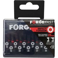 Forgefast FFBITSETT1225 Impact Bit Set - Torx 25Mm - 12 Piece Assorted (Kit Of 12Pc)