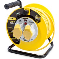 Masterplug 25m 110V 2 Socket Cable Reel with Thermal Cut Out 16A