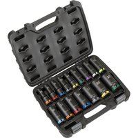 Sealey 16 Piece 1/2" Drive Deep Lock On Impact Socket Set