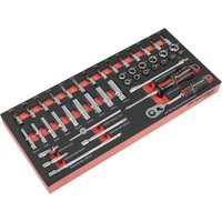 Sealey Premier 44 Piece 1/4" Drive Socket Set in Module Tray