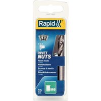 Rapid 5000673 Steel Rivet Nuts M6 (Pack 20 + Free Drill Bit)
