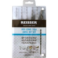 Reisser HSSGL10SET Hss Long Series Drill Set (10Pc) 3.0-10.0Mm (Hanger)