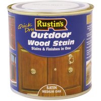 Rustins ESMO500 Quick Dry Exterior Woodstain Satin Medium Oak 500Ml
