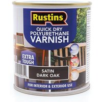 Rustins PSDOW500 Quick Dry Polyurethane Varnish Satin Dark Oak 500Ml Psdow500