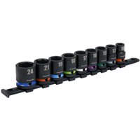 Sealey 9 Piece 1/2" Drive Colour Coded Hexagon Impact Socket Set