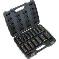 Sealey 16 Piece 1/2" Drive Deep Colour Coded Hexagon Impact Socket Set