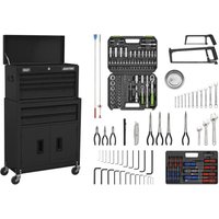 Sealey AP22BKCOMBO Topchest & Rollcab Combination 6 Drawer With Ball-Bearing Slides - Black & 170Pc Tool Kit