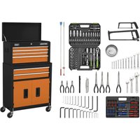 Sealey AP22OCOMBO Topchest & Rollcab Combination 6 Drawer With Ball-Bearing Slides - Orange/Black & 170Pc Tool Kit