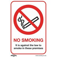 Sealey SS12V10 Prohibition Safety Sign - No Smoking (On Premises) - Self-Adhesive Vinyl - Pack Of 10