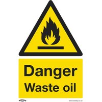Sealey SS60V10 Warning Safety Sign - Danger Waste Oil - Self-Adhesive Vinyl - Pack Of 10