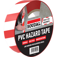 Soudal Pvc Hazard Tape Red/White 50Mm X 33M 167136