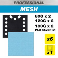 Trend 115 X 107Mm 80G/120G/180G Pro Mesh Quarter Sheet Sanding Pads With Pad Saver 7 Pack AB/QTR/M7/P