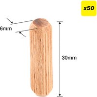Trend 6 X 30Mm Wooden Dowels 50 Pack DWL/6X30/50