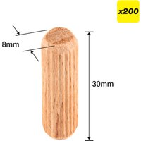 Trend 8 X 30Mm Wooden Dowels 200 Pack DWL/8X30/200