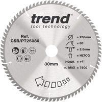 Trend Laminate/Hpl Circular Saw Blade 250Mm X 30Mm X 80T CSB/PT25080