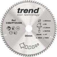 Trend Laminate/Hpl Circular Saw Blade 254Mm X 30Mm X 80T CSB/PT25480