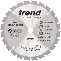 Trend Wood Circular Saw Blade 190Mm X 20Mm X 24T CSB/19024B