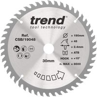 Trend Wood Circular Saw Blade 190Mm X 30Mm X 48T CSB/19048