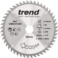 Trend Wood Circular Saw Blade 216Mm X 30Mm X 48T CSB/21648