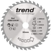 Trend Wood Circular Saw Blade 235Mm X 30Mm X 36T CSB/23536