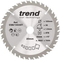 Trend Wood Cordless Circular Saw Blade 165Mm X 20Mm X 36T CSB/16536T
