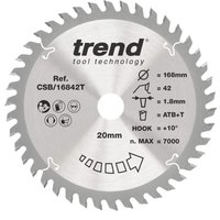 Trend Wood Cordless Circular Saw Blade 168Mm X 20Mm X 42T CSB/16842T