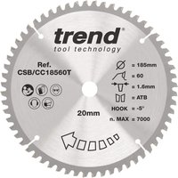 Trend Wood Cordless Mitre Saw Blade 185Mm X 20Mm X 60T CSB/CC18560T